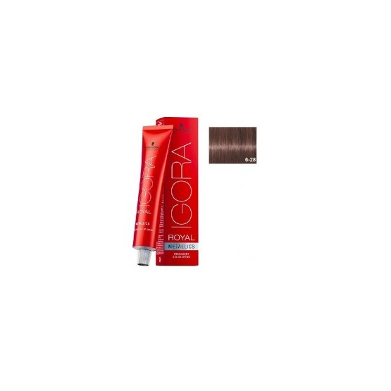 Tinte IGORA ROYAL Metallics 6-28 Rubio Oscuro Humo Rojo 60ml