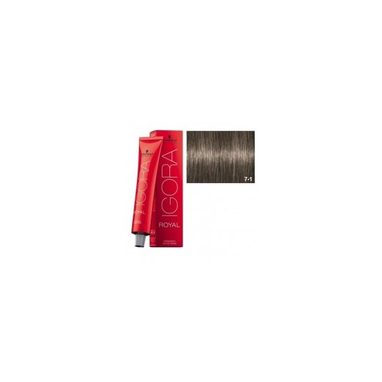 Tinte IGORA ROYAL 7-1 Rubio Medio Ceniza 60ml
