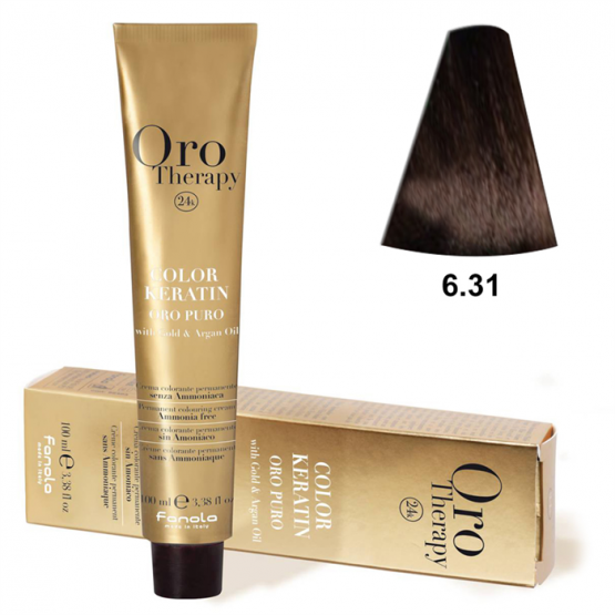 TINTE FANOLA KERATIN ORO THERAPY 6.31 RUBIO OSCURO ARENA