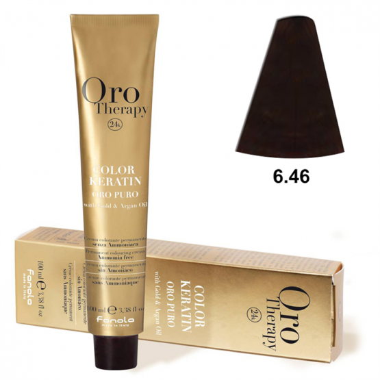 TINTE FANOLA KERATIN ORO THERAPY 6.46 RUBIO OSCURO COBRE ROJO