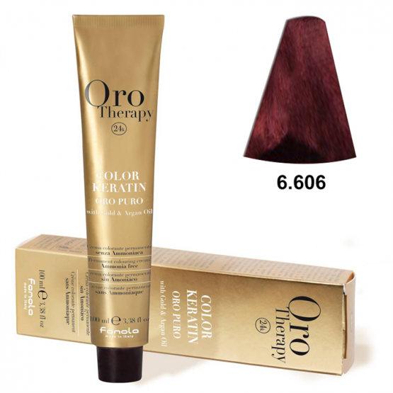 TINTE FANOLA KERATIN ORO THERAPY 6.606 RUBIO OSCURO ROJO CALIDO