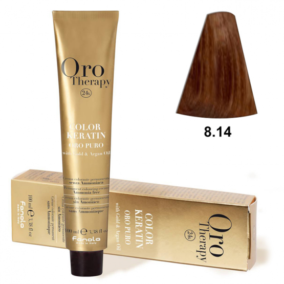 TINTE FANOLA KERATIN ORO THERAPY 8.14 RUBIO CLARO GIANDUIA 100ML