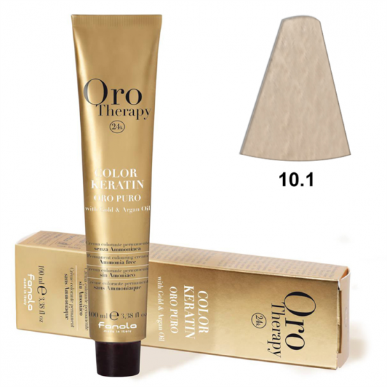 TINTE FANOLA KERATIN ORO THERAPY 10.1 RUBIO PLATINO CENIZA 100ML