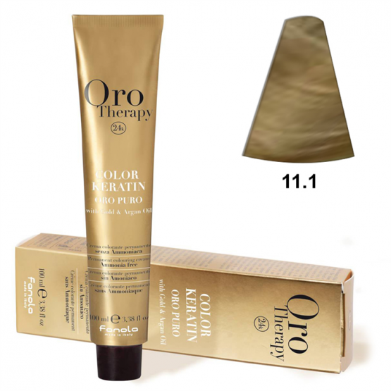 TINTE FANOLA KERATIN ORO THERAPY 11.1 SUPER RUBIO PLATINO CENIZA 100ML